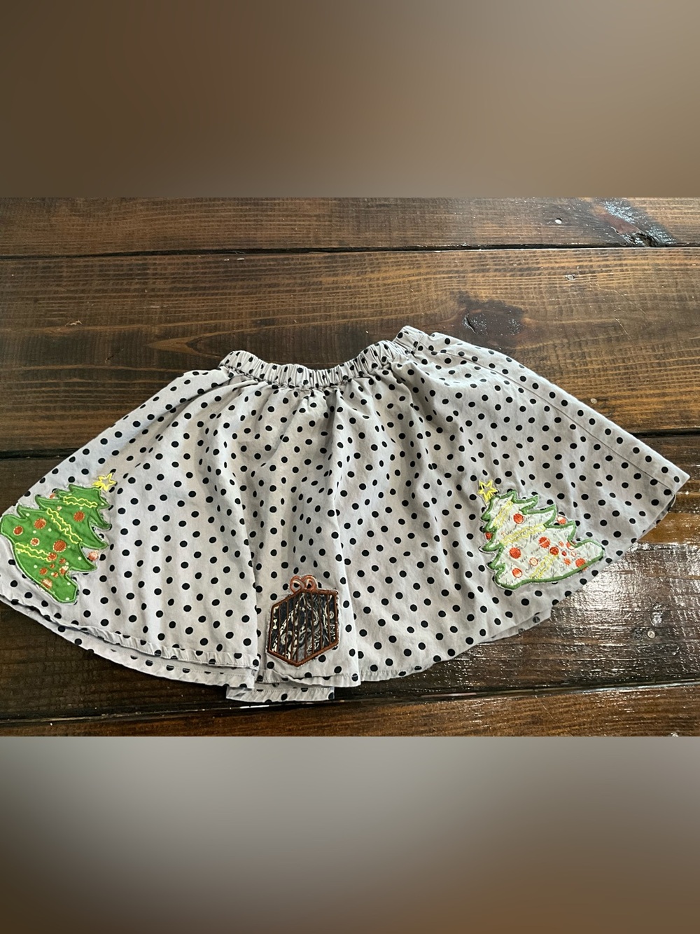 Mustard Pie Little Girls Polka Dot Skirt Holiday Appliqués Size 6